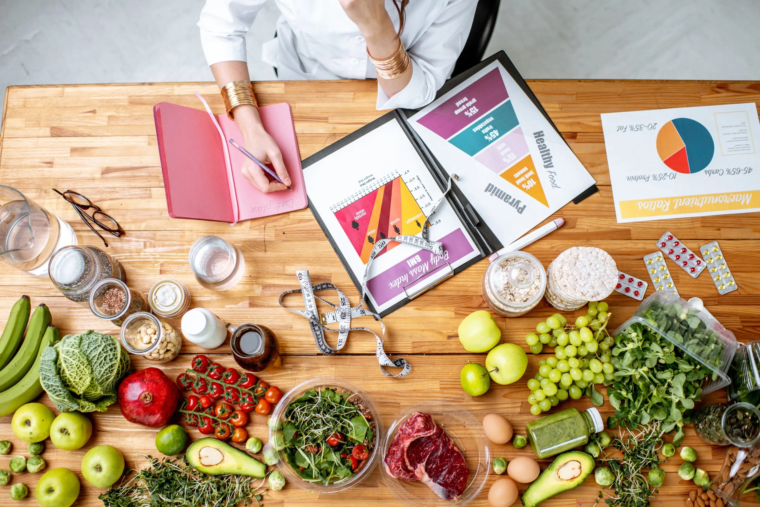 Aliments et matériel utilisés pour une consultation nutritionnelle